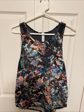 lululemon Black and Teal Strappy Workout Tank Top